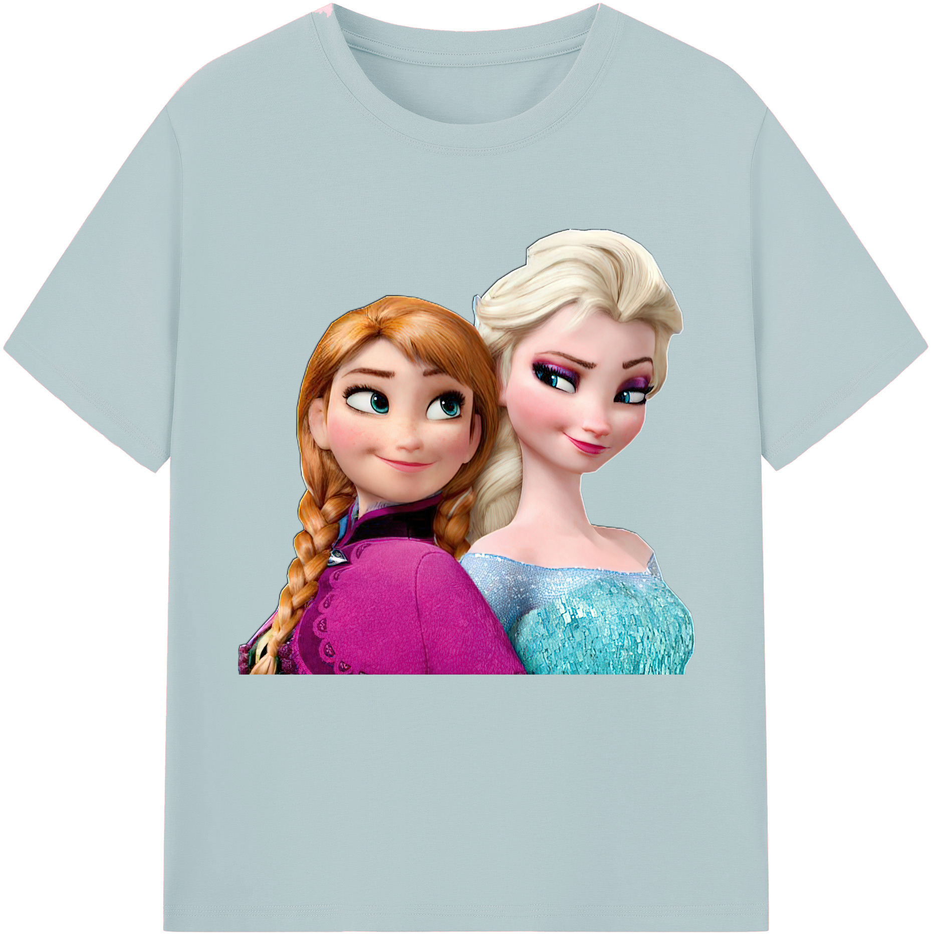 （画像用） アナと雪の女王 アンナ エルサ Frozen Anna Elsa 綿100％半袖Tシャツ（フロントプリント）